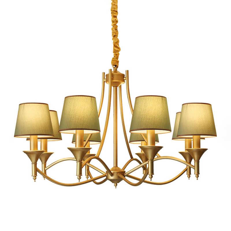 Minimalismo Luz de lámpara de candelabro Candelier Luz metálica Luz de luz con sombra de tela cónica
