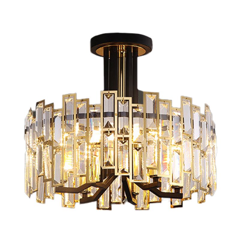 Finitura nera con semi-montatura a cristallo sfaccettato rotondo vicino alla lampada del soffitto vicino alla lampada del soffitto