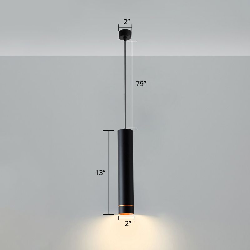 Simplicité Tube LED suspension de lampe suspendue en métal suspension Pendante Lumière en noir