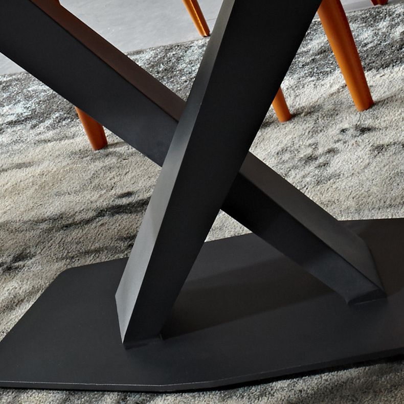 Juegos de comedor contemporáneos con mesa de comedor de piedra sinterizada y sillas de cojín