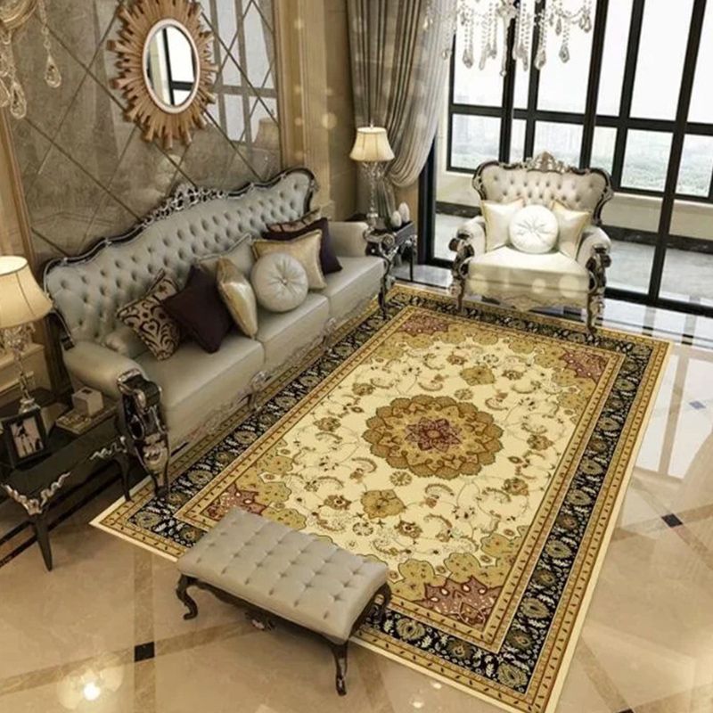 Tapis marocain multicolore en polyester, zone d'impression géométrique, facile d'entretien, lavable, respectueux des animaux de compagnie, pour salon