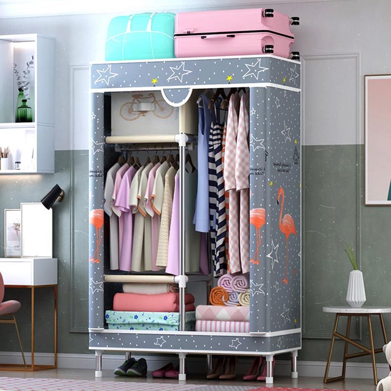 Matte Finish Wardrobe for Home Contemporary Storage Cabinet with Metal Legs