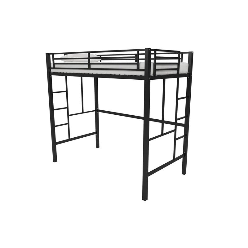 Metal Loft Bed with Built-In Ladder Scandinavian Kids Bed with Open Frame