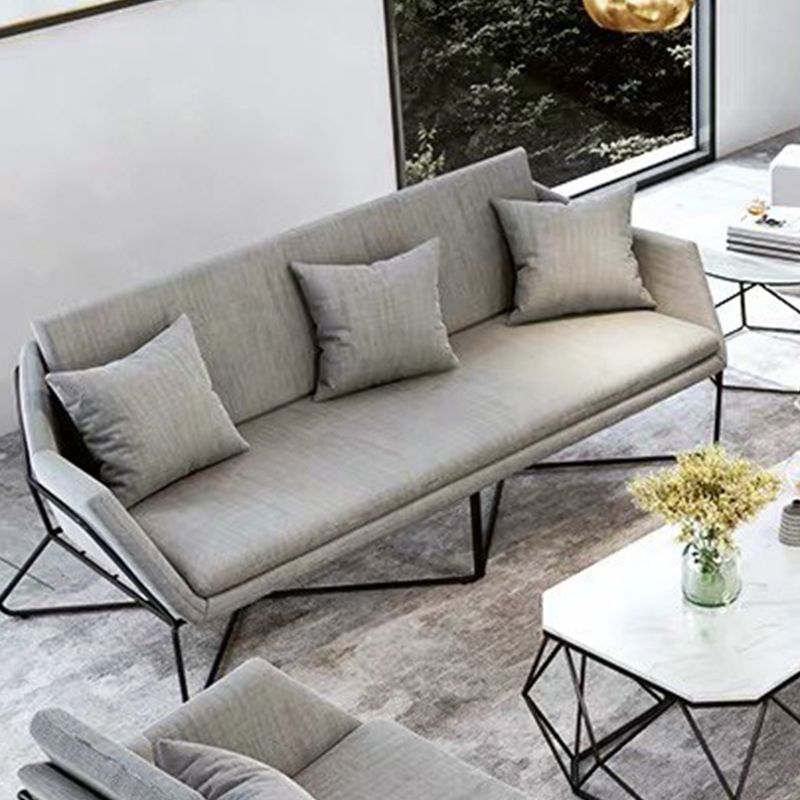 Contemporary Style Cotton Flared Arm Sofa in Gray For Living Room