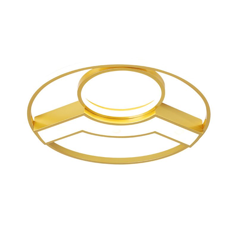 Golden Hoop LED Ceiling Light Modern Creative Acrylic Flush Mount Fixture in Warm/White Light, 16.5"/20.5" Diameter