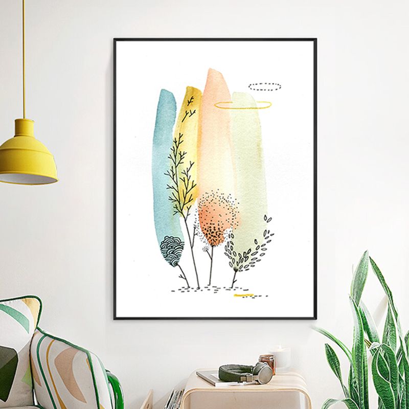 Botanical Painting Modern Style Canvas Textured Wall Art in Orange, Multiple Sizes