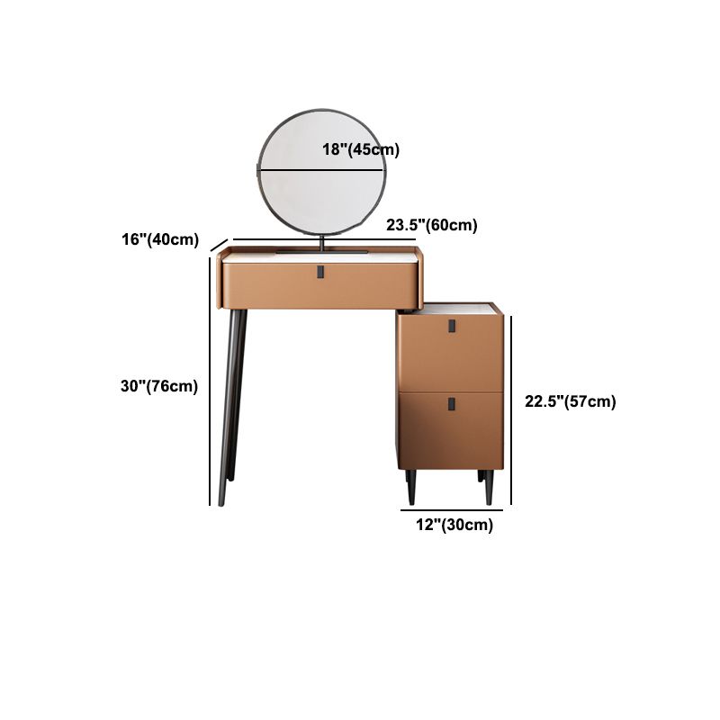 1/3 Drawers, 23.62"/27.56" Wide Vanity Set with Stool and Mirror,Brown
