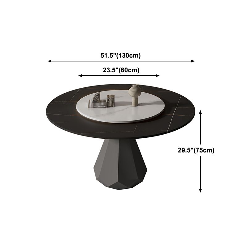 Modern Black Stone Dinner Table Kitchen Home Round Pedestal Dining Table