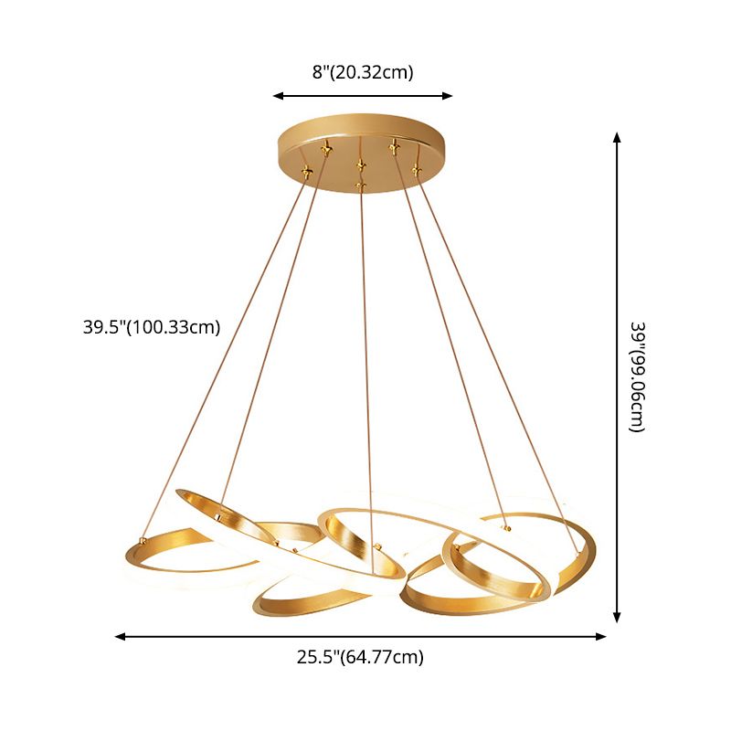 Lámpara de colgación LED lineal dorada en una lámpara de aluminio moderna ajustable con sombra acrílica