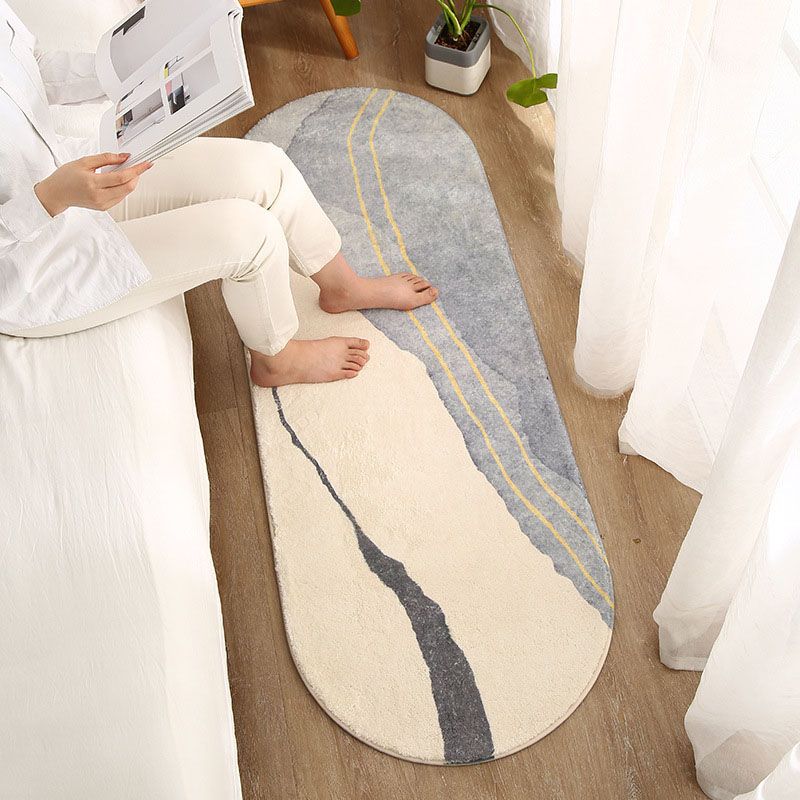 Beige Modern Carpet Polyester Color Piece Carpet Washable Carpet for Living Room