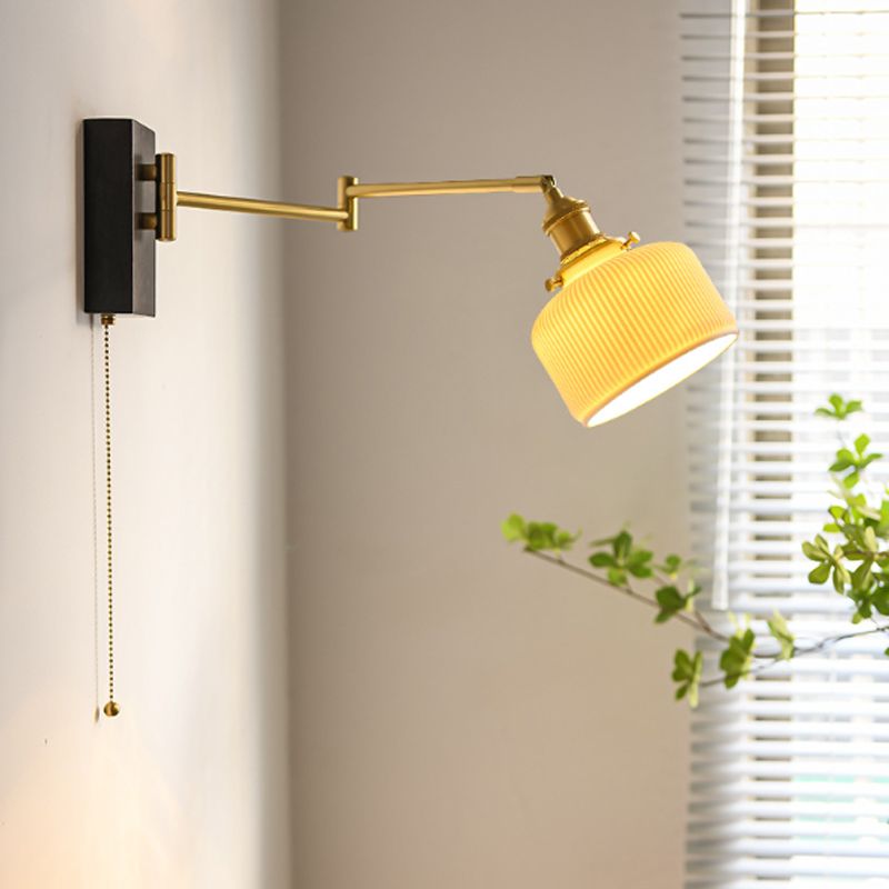 Simple Ceramic Shade Wall Light Fixture Modern Wall Light Sconce for Bedroom