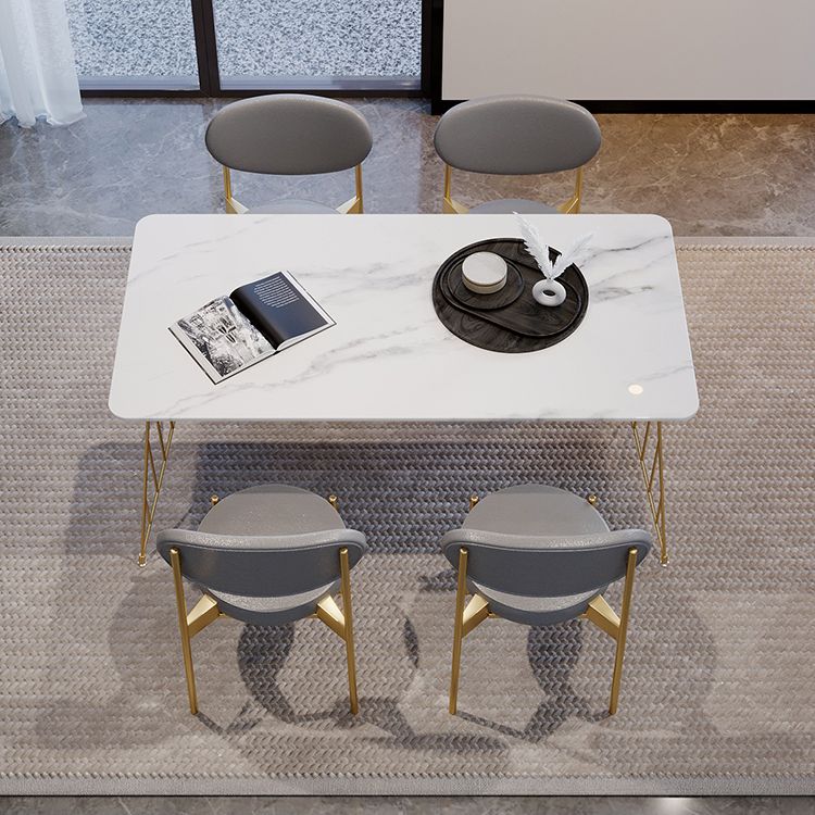 White Stone Top Dining Table Set 1/2/5 Pieces Contemporary Indoor Dinette Set