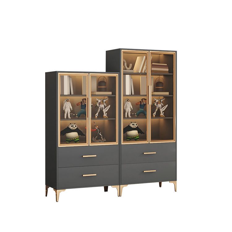 Modern Accent Cabinet Stain Resistant Metal and Wood Cabinet with Doors