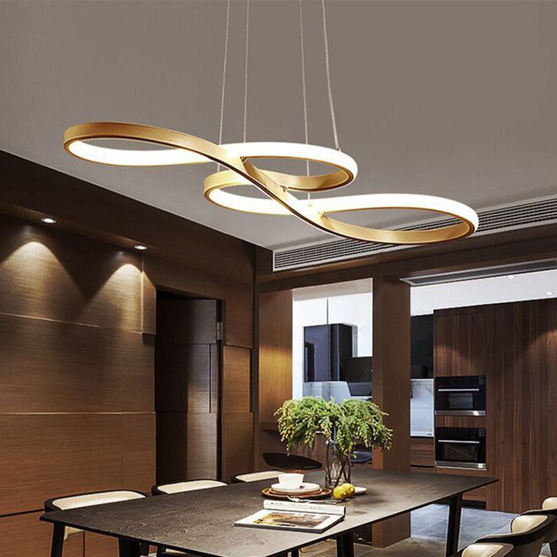 Modern Minimalist Indoor LED Pendant Light Aluminium Linear Hanging Lamp with Acrylic Shade