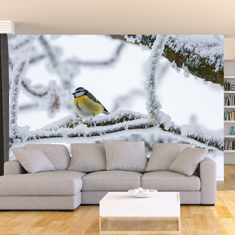 Lovely Blue-Tit Mural Wallpaper Photography Horizontal Wall Decor for Home