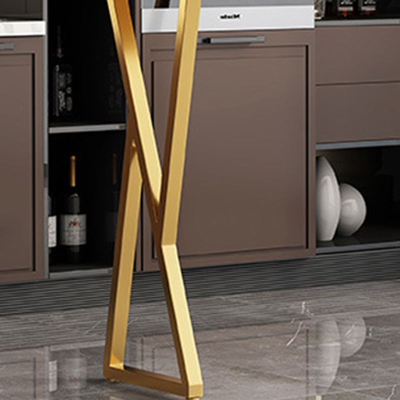 Modern Sintered Stone Bar Table Gold and Metal Base Dining Table