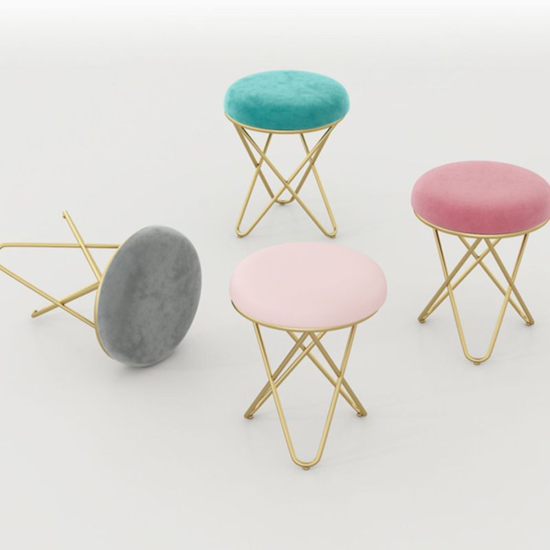 Gorgeous Velvet Pouf Ottoman Pure Color Stain Resistant Round Footstool Ottoman