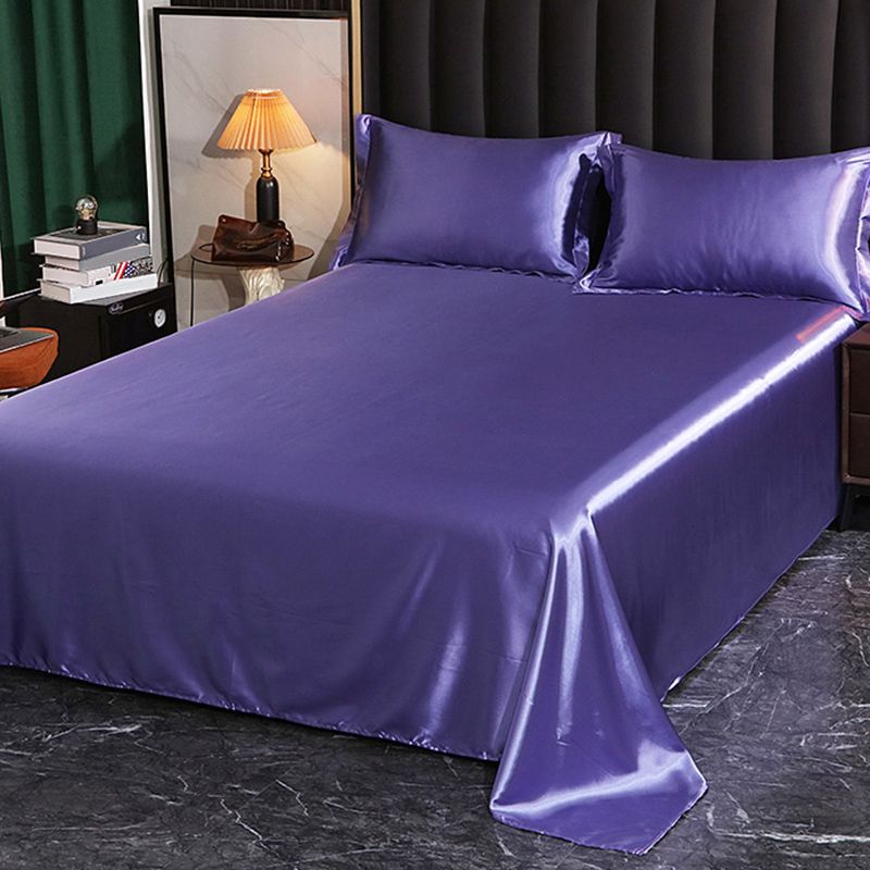 Elegant Fitted Sheet Modern Silk Ultra Soft Soild Bed Sheet Set