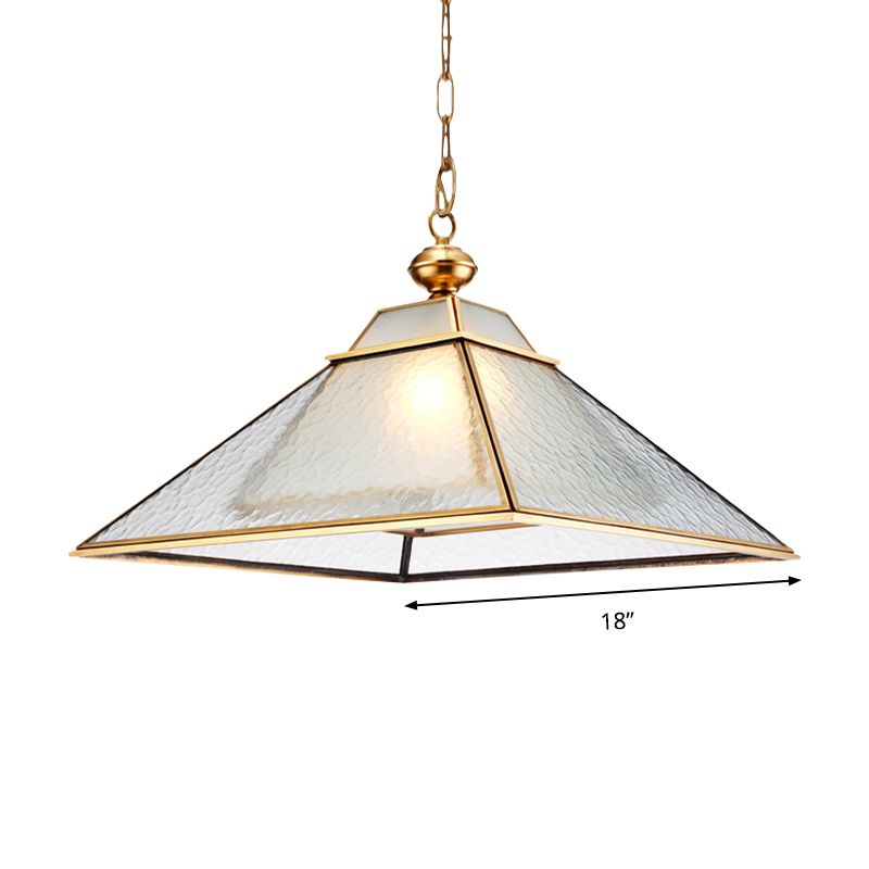 Retro Double Tower Shape Hanging Lighting 1 Light Water Glass Ceiling Lamp Fixture in Gold