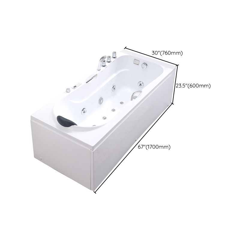 Modern Acrylic Rectangular Bathroom Bathtub with Drain White Tub