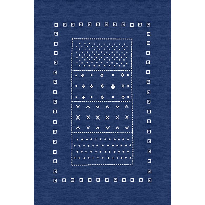 Funky Modernism Rug Blue and Grey Geometric Pattern Rug Pet Friendly Anti-Slip Washable Area Rug for Decoration