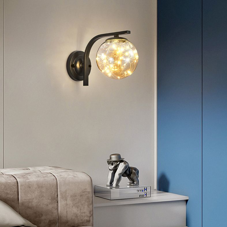 Iron LED Wall Light in Modern Creative Style Babysbreath Glass Wall Sconce for Interior Spaces