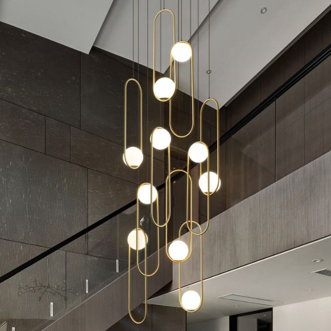 Modern Creative Cluster Pendant Light Wrought Iron Indoor Hanging Light with White Glass Shade