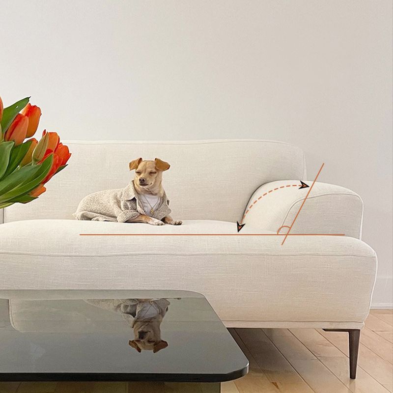 Linen Recessed Arm Sofa 38"W  Modern Cushions Sofa for Living Room