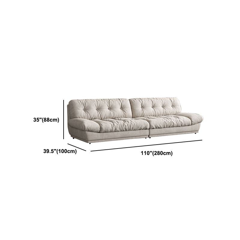 White Velvet Armless Sofa Contemporary Sofa with Tufted Back for Living Room