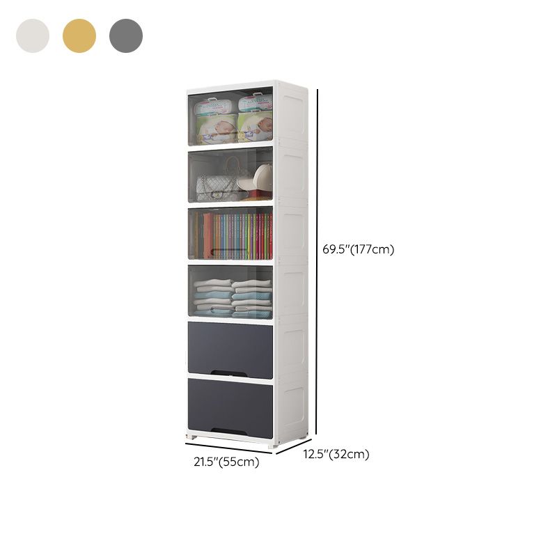 Contemporary Plastic Book Shelf with Closed Back Standard with Doors