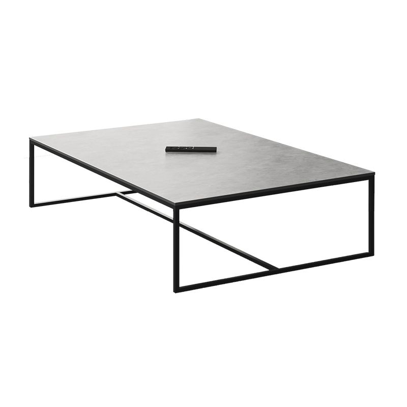 Glam 16.5" H Rectangle Slate Coffee Table Iron Trestle Cocktail Table