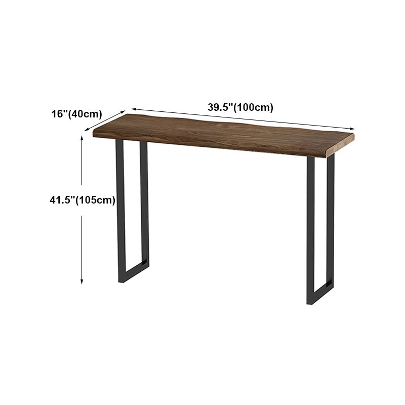 Contemporary Rectangle Bar Dining Table Wood Sled Bar Height Table in Brown
