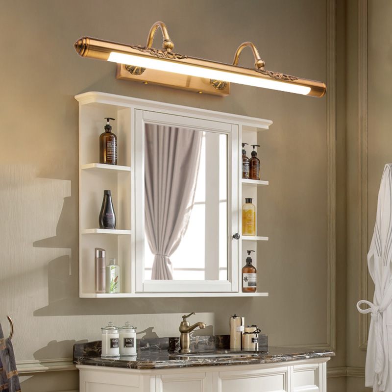 Gold Mirror Light Retro Style 1 Light LED Vanity Light Fixture for Bedroom