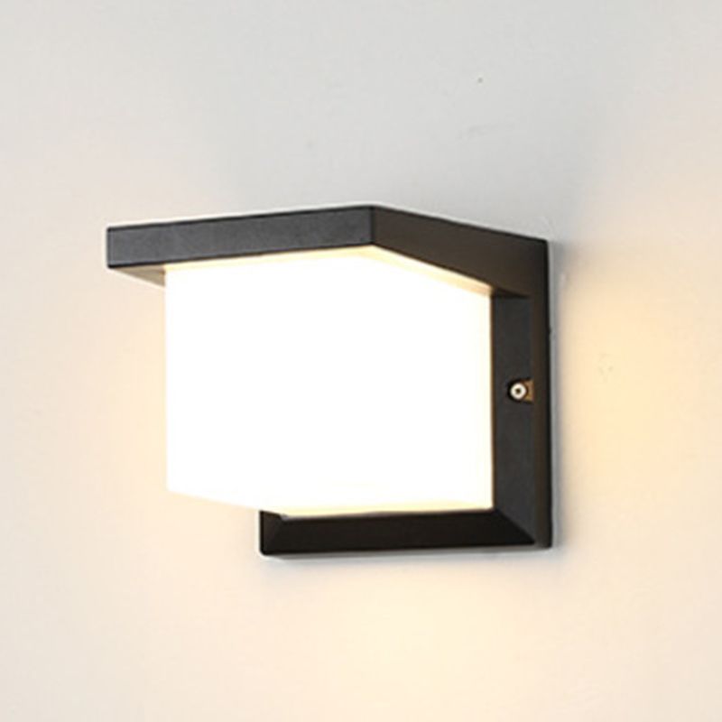 Modern Simple Style Retanglar Shade Wall Sconce Metal  1 Light Sconces in Black Finish
