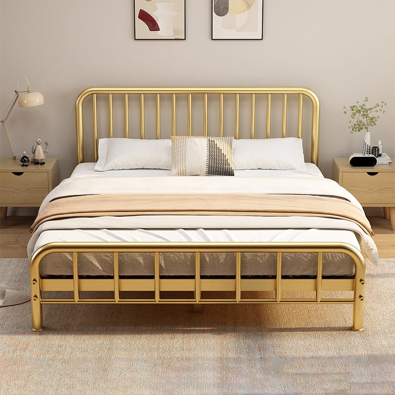 Glam Metal with Headboard Rectangular Slat Solid Color Slat Bed