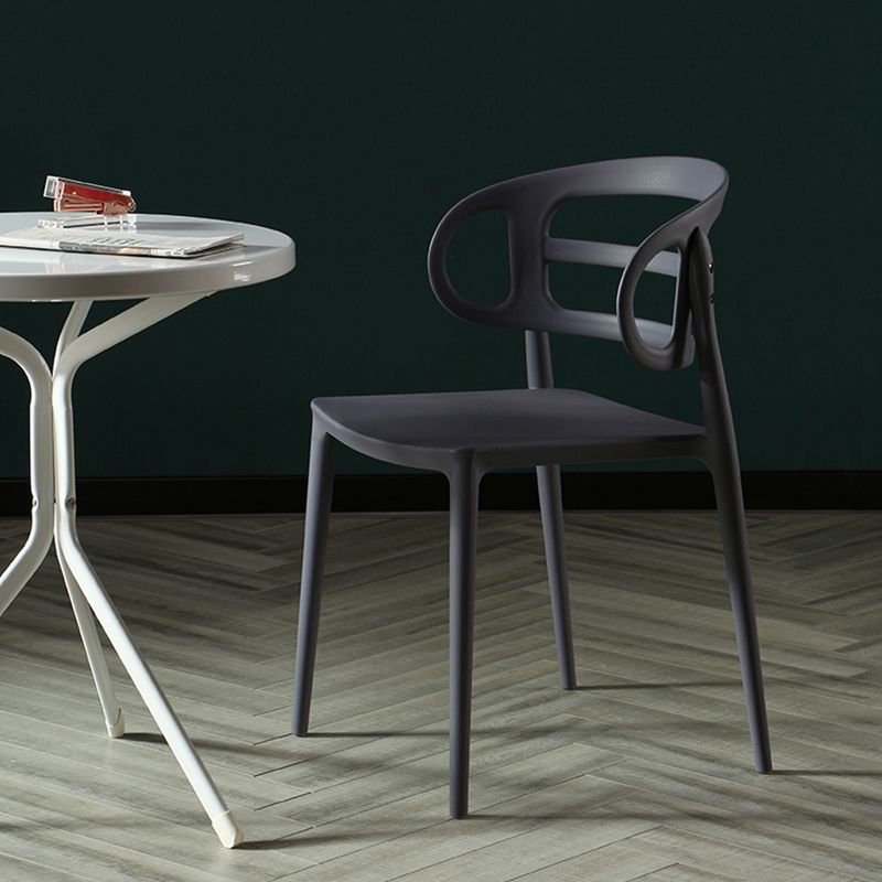 Scandinavian Arm Dining Chairs Plastic Low Back Dining Side Chair for Home