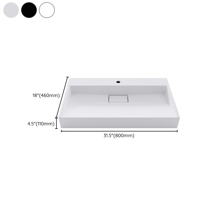 Modern Vessel Bathroom Sink Rectangular Single Faucet Hole Wash Stand(not Included Faucet)