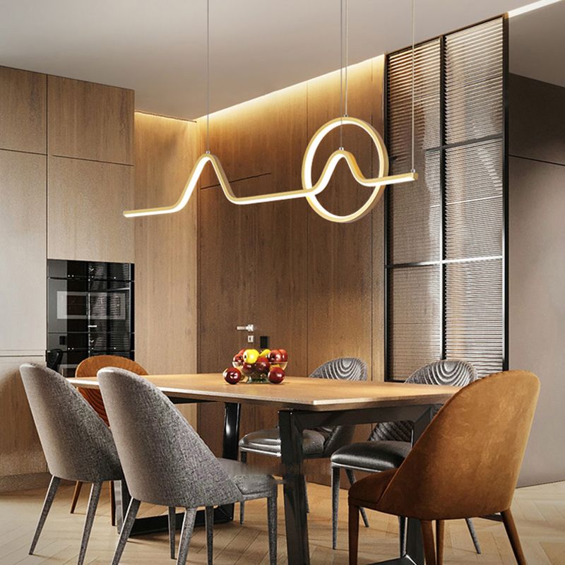 Simplicity Contemporary Style Island Light Line Shaped LED Hanging Light for Sitting Room