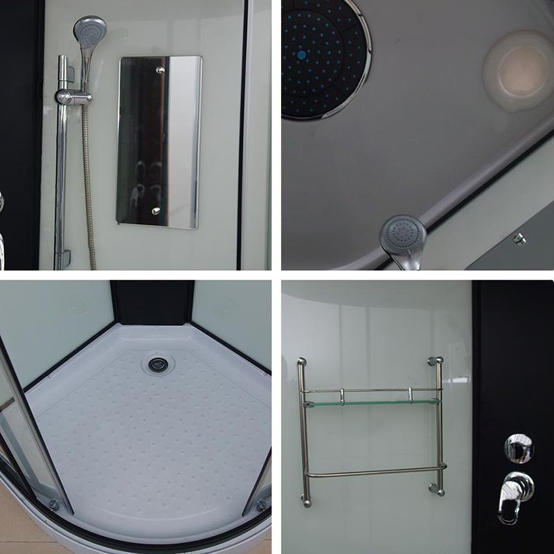 Framed Double Sliding Shower Kit Neo-Round Black Shower Stall