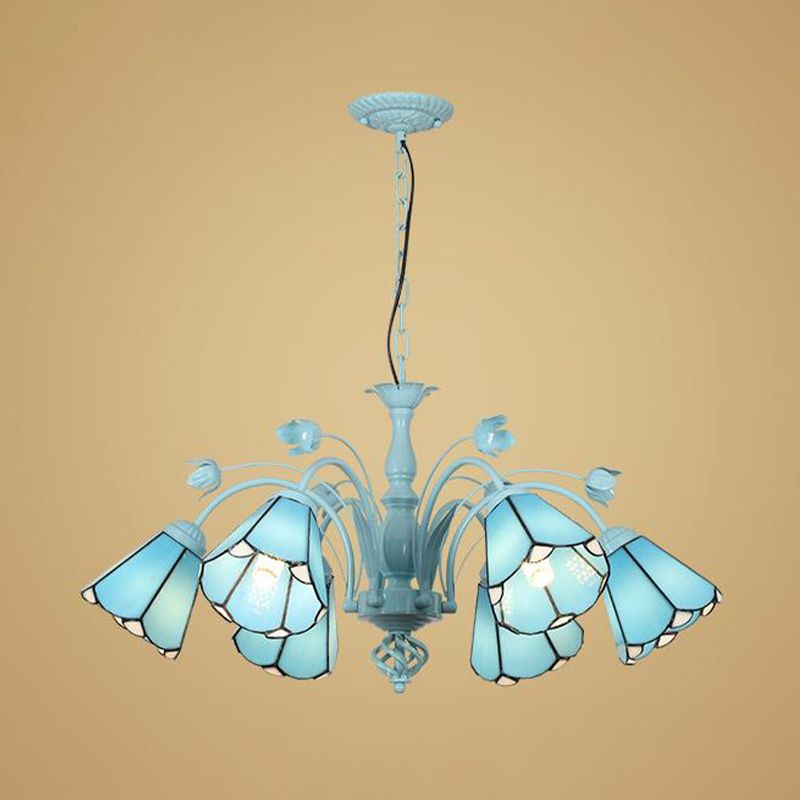 Pendant Conical Chandelier Lumière 3/6/8 LUMIÈRES TOLÉS VOIE BAROQUE MOTE DE LAMPE PROSIBLE EN BLEU / BLEU DARK POUR LE SOIR