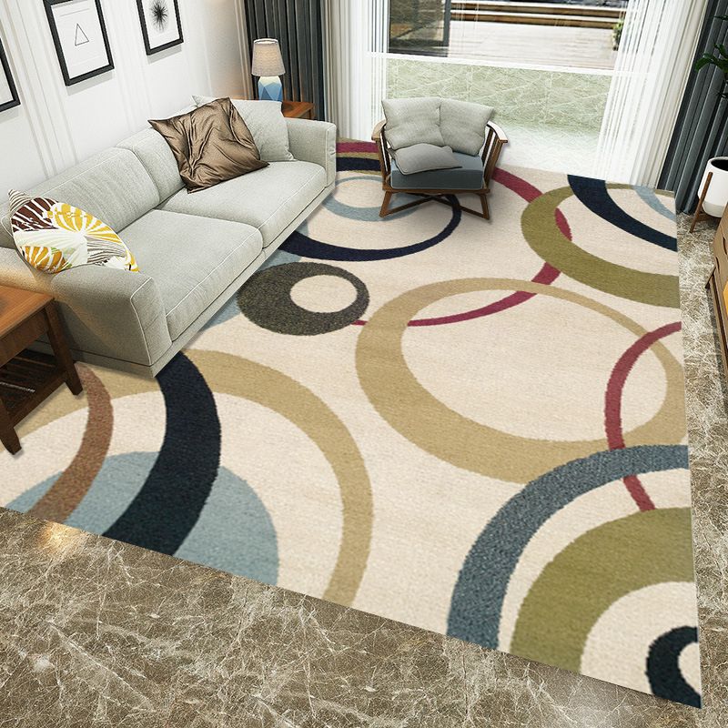 Contemporary Living Room Rug Multi Color Geometric Printed Area Carpet Easy Care Machine Washable Rug