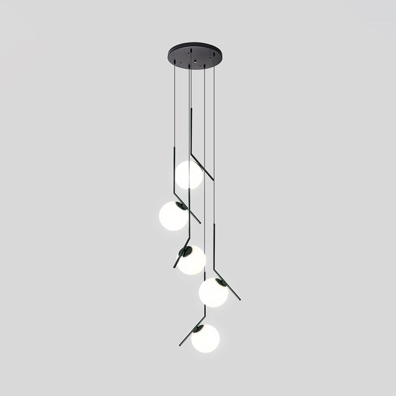 Black Globe Multi Lampella Multi Light Simple Glass Apparecchiatura a sospensione per le scale