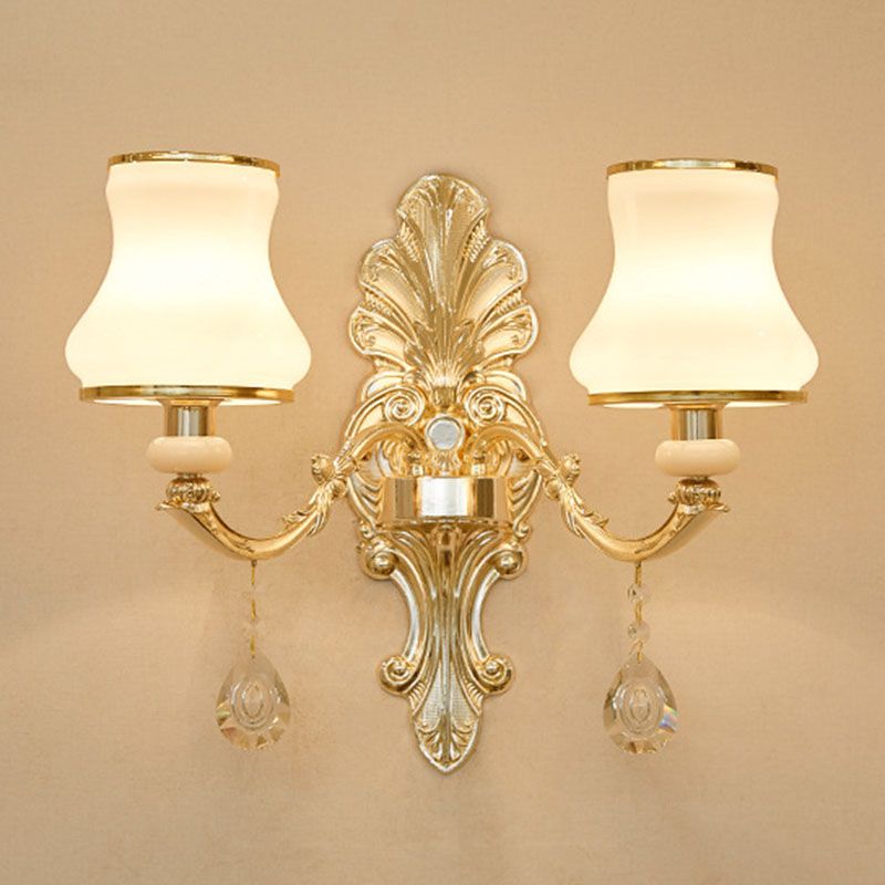 Lámpara de lámpara curva de vidrio opalino lámpara de suspensión de techo simple para sala de estar