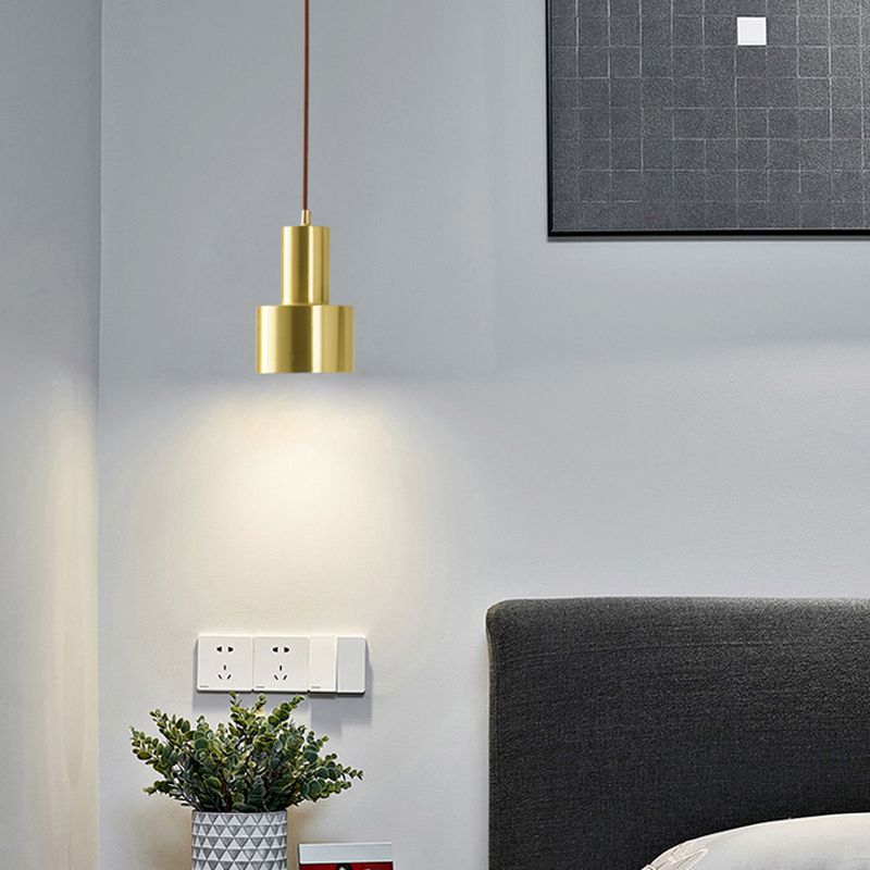 Cord Hung Pendant Ceiling Light Minimalist-Style Metal Gold Hanging Ceiling Light