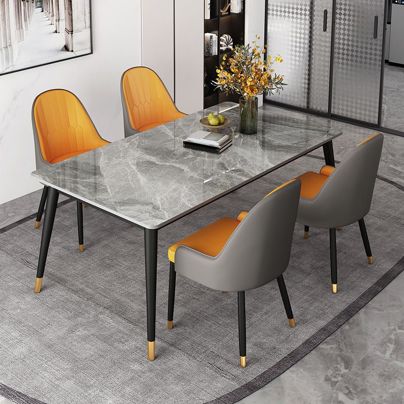 Rectangle Black Base Dining Table Modern Stone Table for Dining Room Use