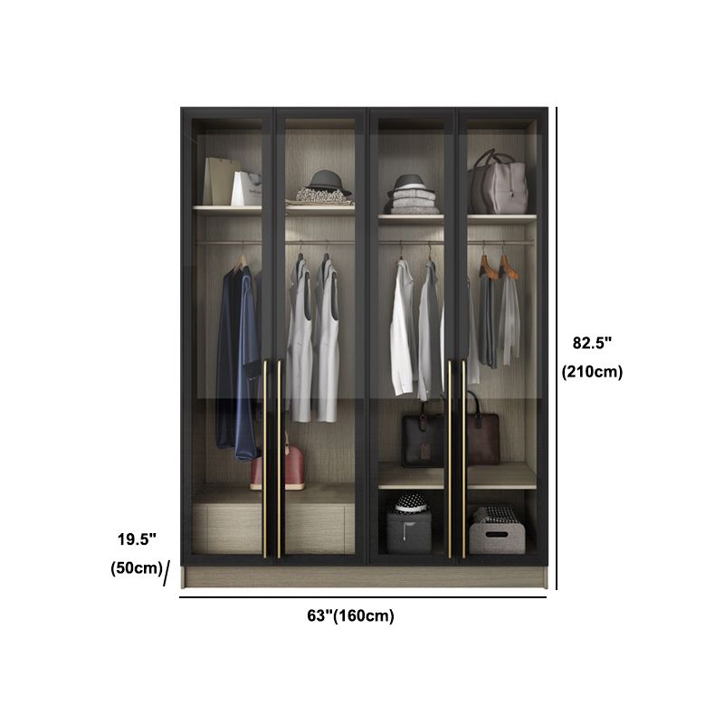 Contemporary Style Wardrobe Gray Colour Glass Wardrobe Closet