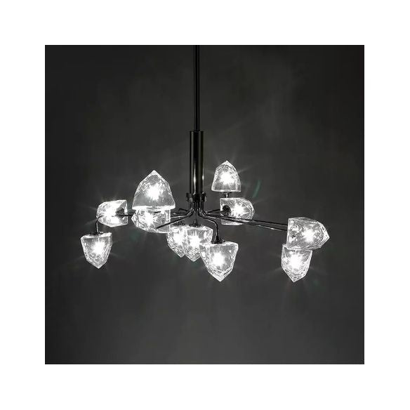 Eigentijdse vertakking kroonluchter lamp glas 5/7 lichten woonkamer hangend hanglamp in zwart/nikkel