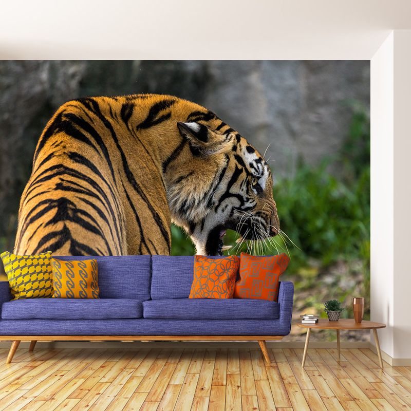 Cool Tiger Jungle Animal Wall Covering for Living Room Decoration, Moisture Resistant