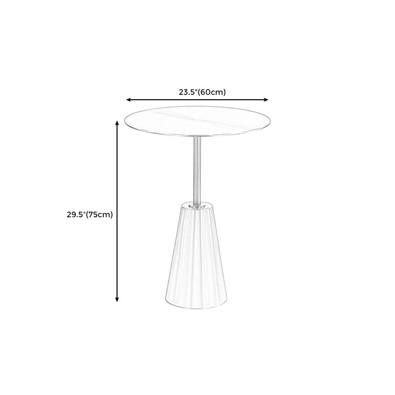 Contemporary Stainless Steel Round Side End Table with Metal Pedestal Leg