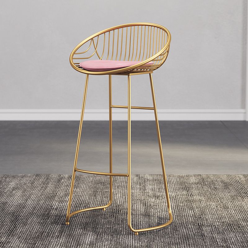 Scandinavian Upholstered Bar Stools for Home Bucket Stools with Metal Base